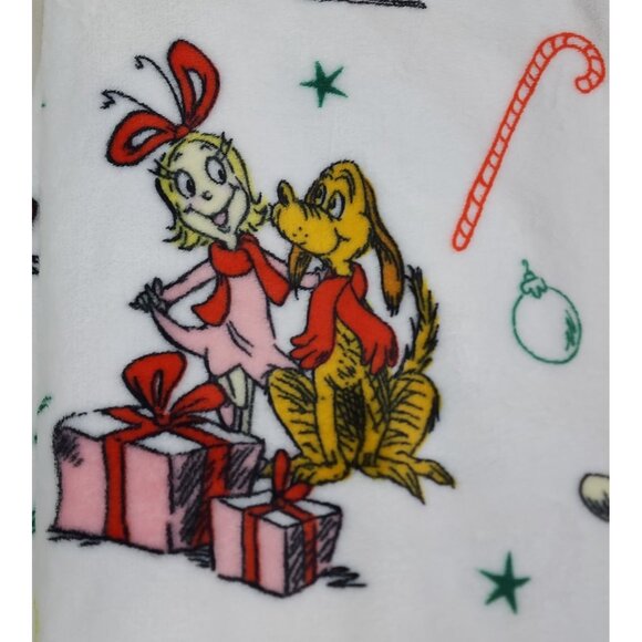 The Grinch Dr. Seuss Christmas Soft Plush Throw Blanket 50"x70" Candy Cane - Picture 4 of 10